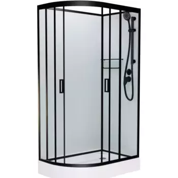 Душевая кабина Frank 100х80 правая черная стекло прозрачное