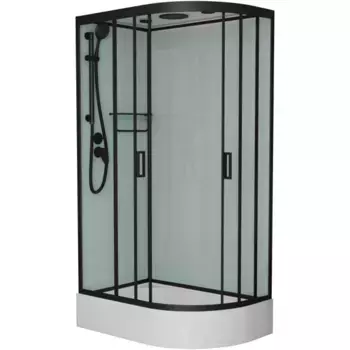 Душевая кабина Frank 120х80 левая черная стекло матовое