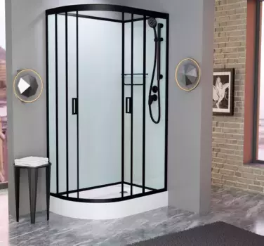 Душевая кабина Frank F412R Black правосторонняя б/к Без крыши