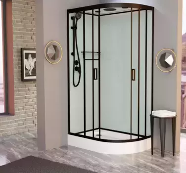 Душевая кабина Frank F418L Black левосторонняя низкий поддон