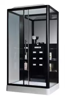 Душевая кабина Loranto 150х90 черная левая стекло прозрачное с гидромассажем