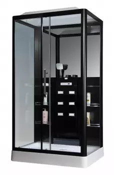 Душевая кабина Loranto Selak 120х90 черная левая стекло тонированное с гидромассажем