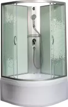 Душевая кабина Мономах 100x100 профиль хром стекло с рисунком