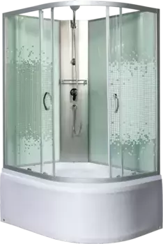 Душевая кабина Мономах 100x80 L профиль хром стекло с рисунком