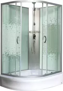 Душевая кабина Мономах 100x80 R профиль хром стекло с рисунком