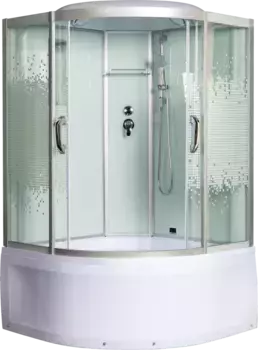 Душевая кабина Мономах 110x110 профиль хром стекло с рисунком