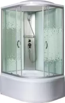 Душевая кабина Мономах 110x80 L профиль хром стекло с рисунком