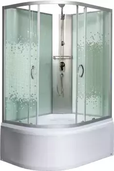 Душевая кабина Мономах 110x80 R профиль хром стекло с рисунком