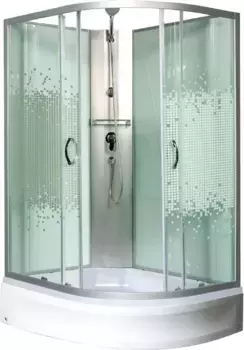 Душевая кабина Мономах 120x80 L профиль хром стекло с рисунком