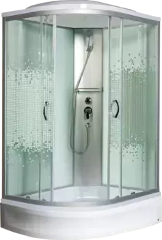 Душевая кабина Мономах 120x80 R профиль хром стекло с рисунком