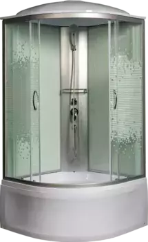 Душевая кабина Мономах 80x80 профиль хром стекло с рисунком