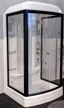 Душевая кабина Radomir Диана 108х118 профиль черный стекло прозрачное с гидромассажем