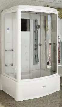 Душевая кабина Radomir Диана 108х139 профиль белый стекло прозрачное без гидромассажа