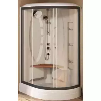 Душевая кабина Radomir Гранд 123x93 правая черная стекло прозрачное без гидромассажа