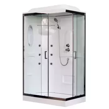 Душевая кабина Royal Bath 120х80 L профиль хром стекло прозрачное с гидромассажем