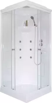 Душевая кабина Royal Bath HP 80x80 профиль белый стекло прозрачное с гидромассажем