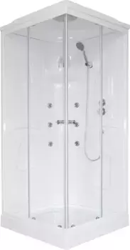 Душевая кабина Royal Bath HP 90x90 профиль белый стекло прозрачное с гидромассажем