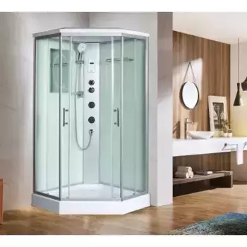 Душевая кабина WeltWasser WW500 Nesse 1004 100x100 10000003285 с гидромассажем, профиль хром, стекло прозрачное