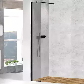 Душевая перегородка Cezares Liberta 25х195 черная стекло тонированное