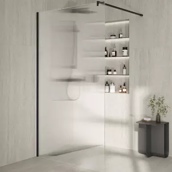 Душевая перегородка KERAMA MARAZZI Cristallo CT.100.WI.BLK.M 100 см, профиль матовый черный, стекло рифленое