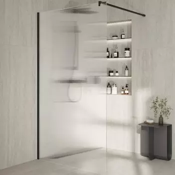 Душевая перегородка KERAMA MARAZZI Cristallo CT.120.WI.BLK.M 120 см, профиль матовый черный, стекло рифленое