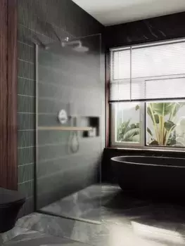 Душевая перегородка Maybahglass 109х195 с полотенцедержателем, узкий профиль хром матовый, стекло сатин