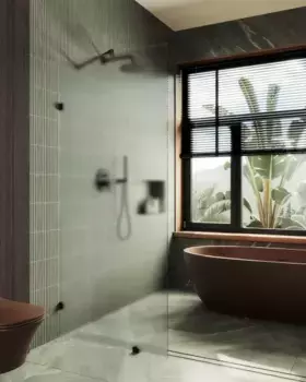 Душевая перегородка MaybahGlass 195х79 профиль черный, стекло сатин