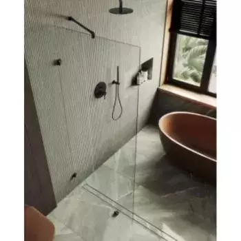 Душевая перегородка Maybahglass 195х89 MGD-260-6 профиль черный, стекло прозрачное