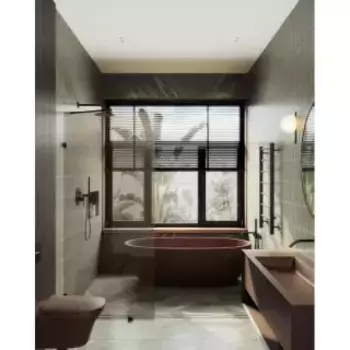 Душевая перегородка MaybahGlass 195х89 профиль черный, стекло бронзовое