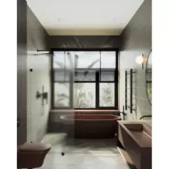 Душевая перегородка MaybahGlass 195х89 профиль черный, стекло сатин