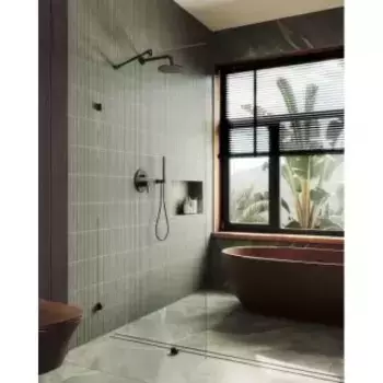 Душевая перегородка Maybahglass 195х99 профиль черный, стекло прозрачное