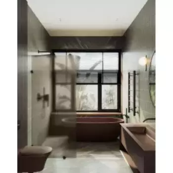 Душевая перегородка MaybahGlass 195х99 профиль черный, стекло бронзовое матовое