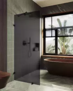 Душевая перегородка MaybahGlass 195х99 профиль черный, стекло графит матовый