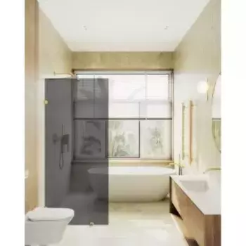 Душевая перегородка MaybahGlass 195х99 профиль золотой, стекло графит