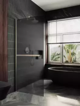 Душевая перегородка Maybahglass 89х195 с полотенцедержателем, широкий профиль хром матовый, стекло графит матовое