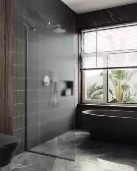 Душевая перегородка Maybahglass 89х195 узкий профиль хром матовый, стекло сатин