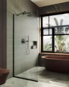 Душевая перегородка Maybahglass MGD-680-6у 109 см, профиль черный, стекло сатин