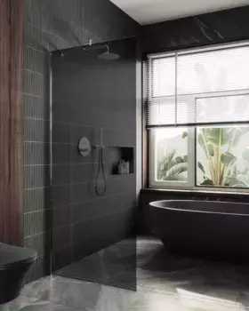 Душевая перегородка Maybahglass MGD-693-5ш 89 см, профиль хром матовый, стекло графит