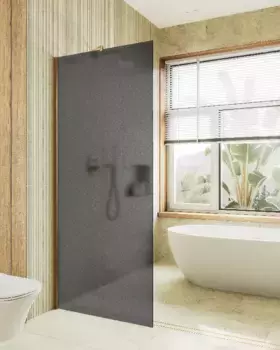 Душевая перегородка Maybahglass MGD-694-3ш 89 см, профиль золото, стекло графит матовое