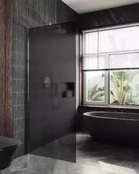 Душевая перегородка Maybahglass MGD-694-5ш 89 см, профиль хром матовый, стекло графит матовое