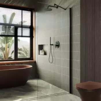 Душевая перегородка Maybahglass MGD-695-6ш 79 см, профиль черный, стекло прозрачное