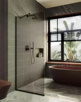 Душевая перегородка Maybahglass MGD-696-6у 79 см, профиль черный, стекло бронза