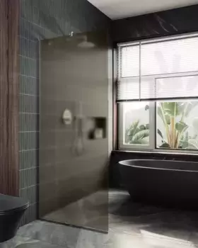 Душевая перегородка Maybahglass MGD-697-5у 79 см, профиль хром матовый, стекло бронза матовое