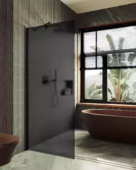 Душевая перегородка Maybahglass MGD-704-6ш 69 см, профиль черный, стекло графит матовое