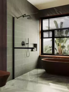 Душевая перегородка Maybahglass MGD-708-6ш 109 см, профиль черный, стекло прозрачное