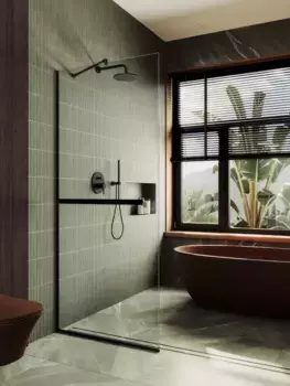 Душевая перегородка Maybahglass MGD-708-6у 109 см, профиль черный, стекло прозрачное