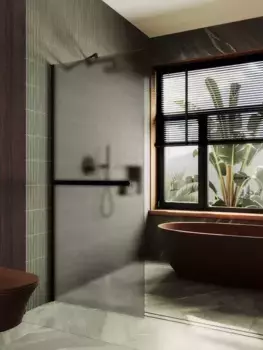 Душевая перегородка Maybahglass MGD-710-6ш 109 см, профиль черный, стекло бронза матовое