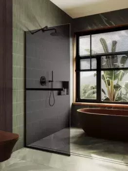 Душевая перегородка Maybahglass MGD-711-6у 109 см, профиль черный, стекло графит