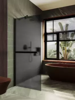 Душевая перегородка Maybahglass MGD-712-6ш 109 см, профиль черный, стекло графит матовое