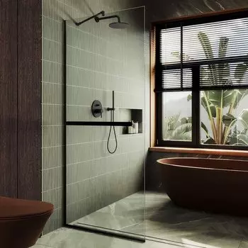 Душевая перегородка Maybahglass MGD-720-6у 69 см, профиль черный, стекло прозрачное